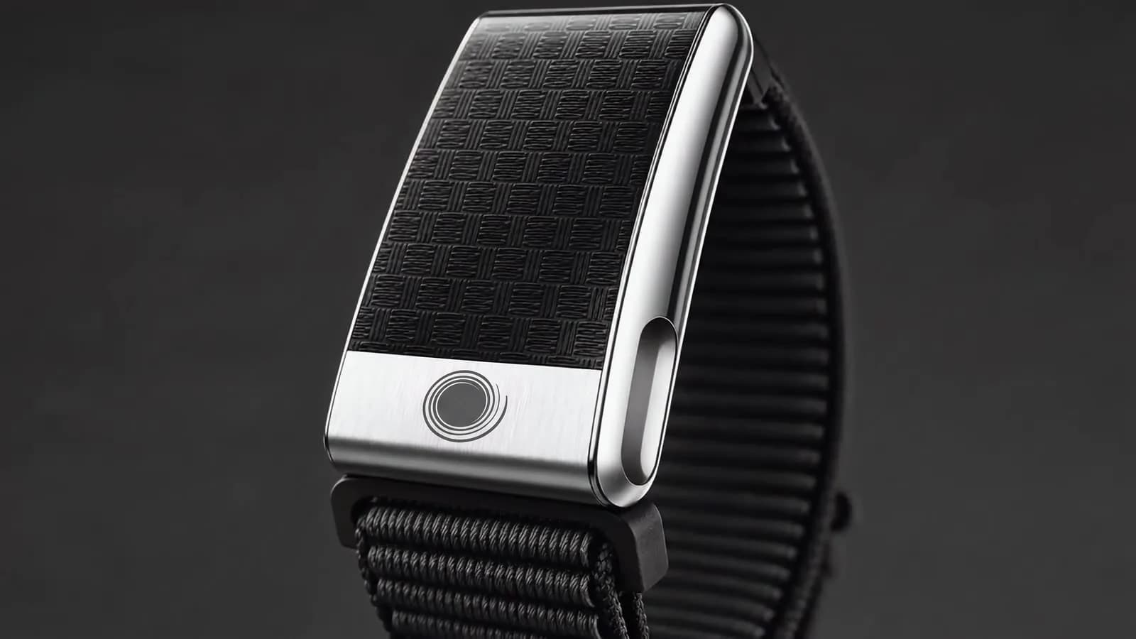 Plondo Band, a black textured band with a silver frame