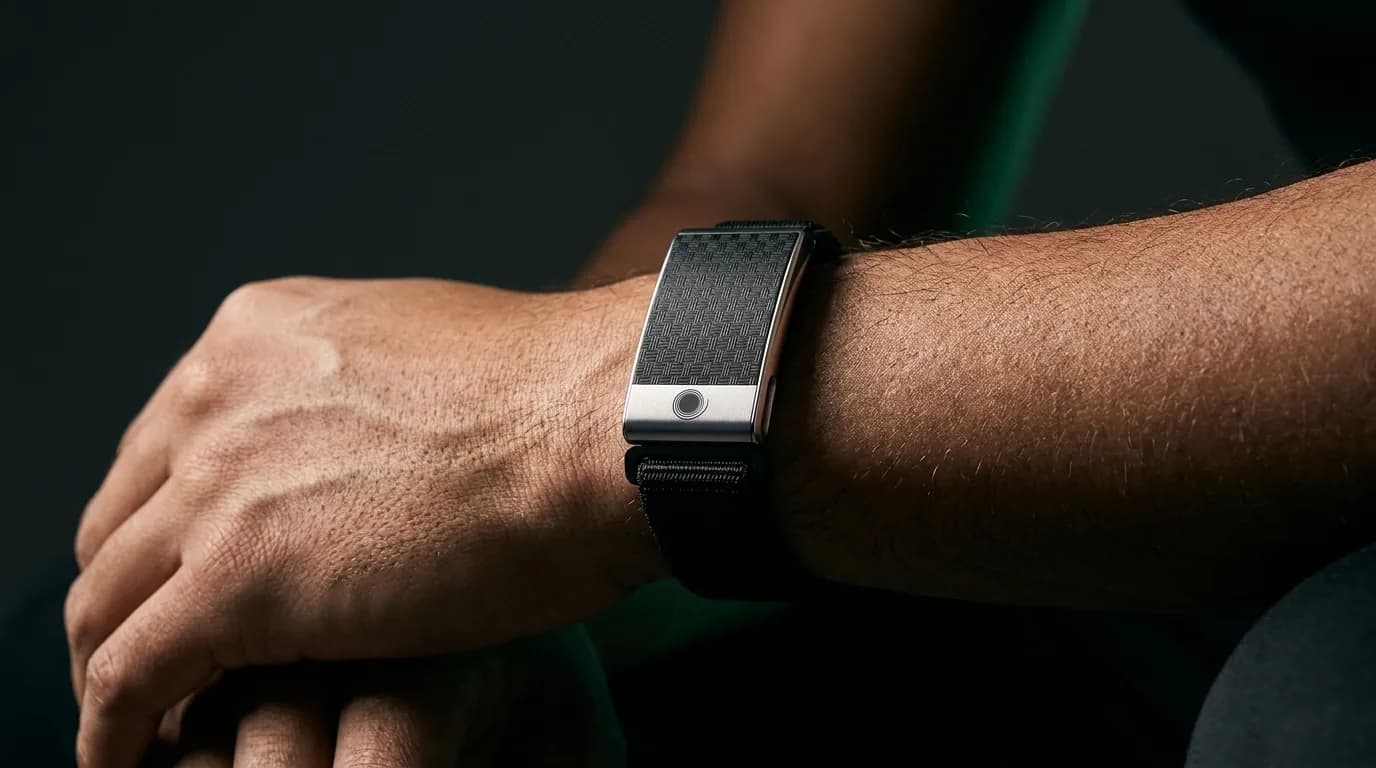 Person resting their hands, wearing Plondo Band