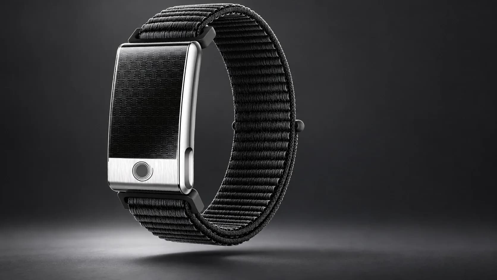 Plondo Band with a black woven strap on a dark studio background
