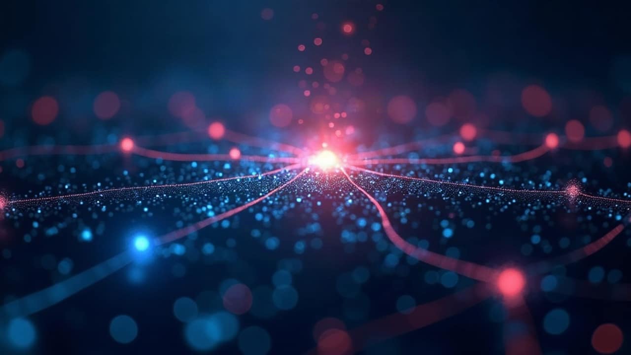 Abstract illustration of data streams flowing into individual content tiles representing personalized marketing messages
