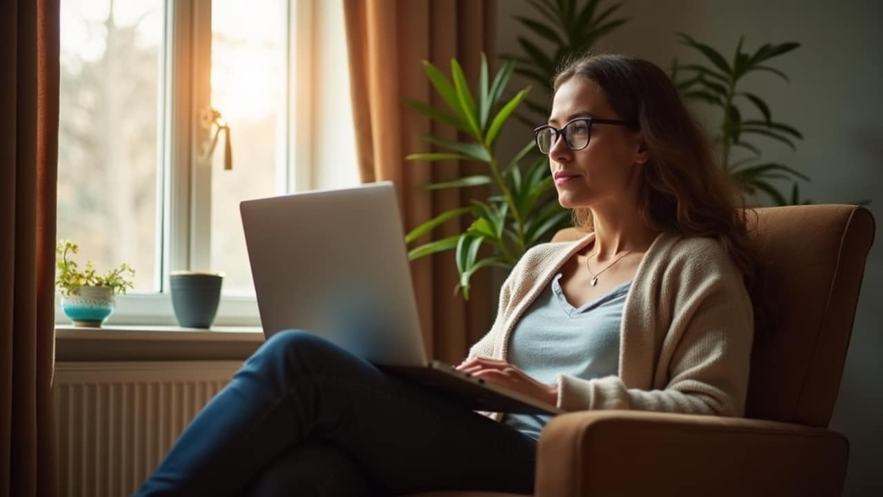 A person reviewing notes and a laptop at a home dining table while planning a new business