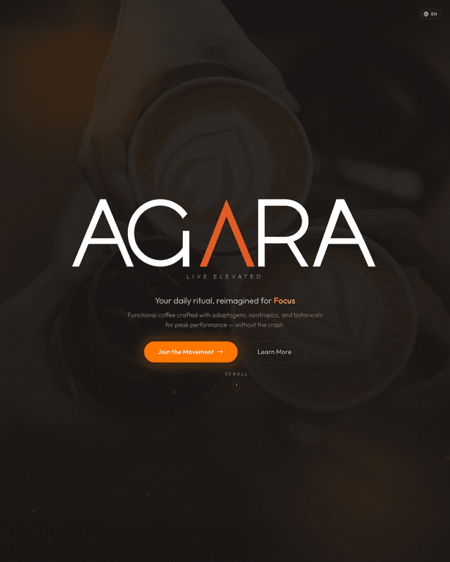 Functional coffee brand landing funnel with hero call to action