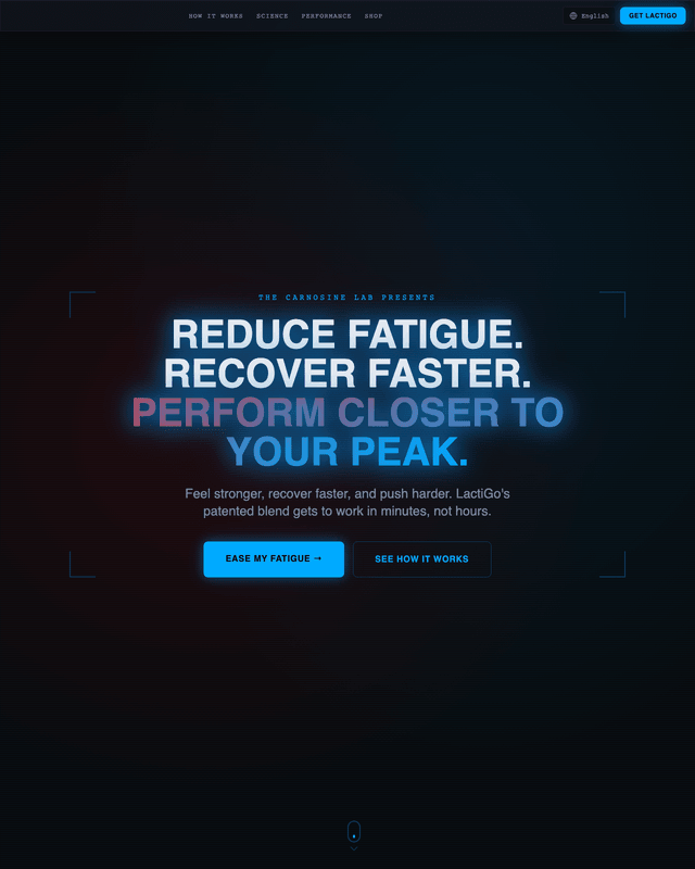 Athletic recovery supplement funnel with a reduce-fatigue hero
