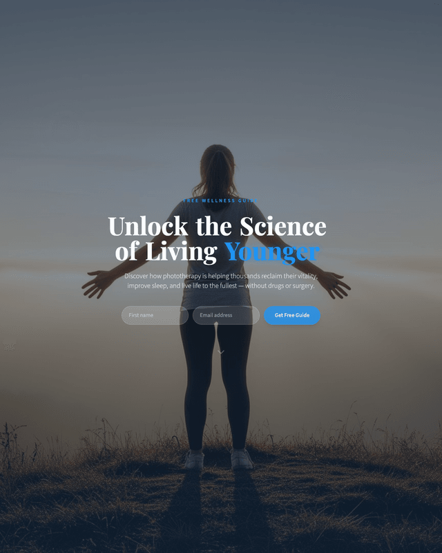 Phototherapy wellness funnel with a free-guide opt-in form